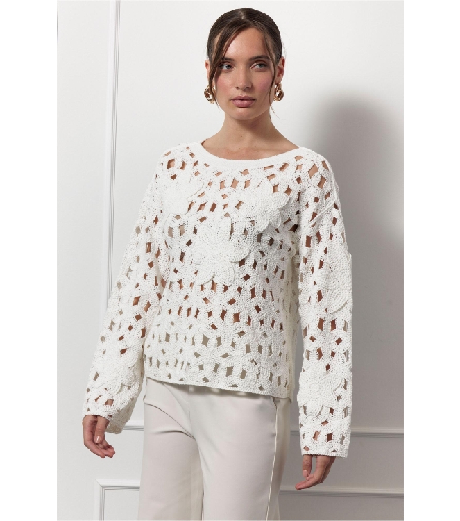 Studio Anneloes Amarey flower pullover 1100 off white
