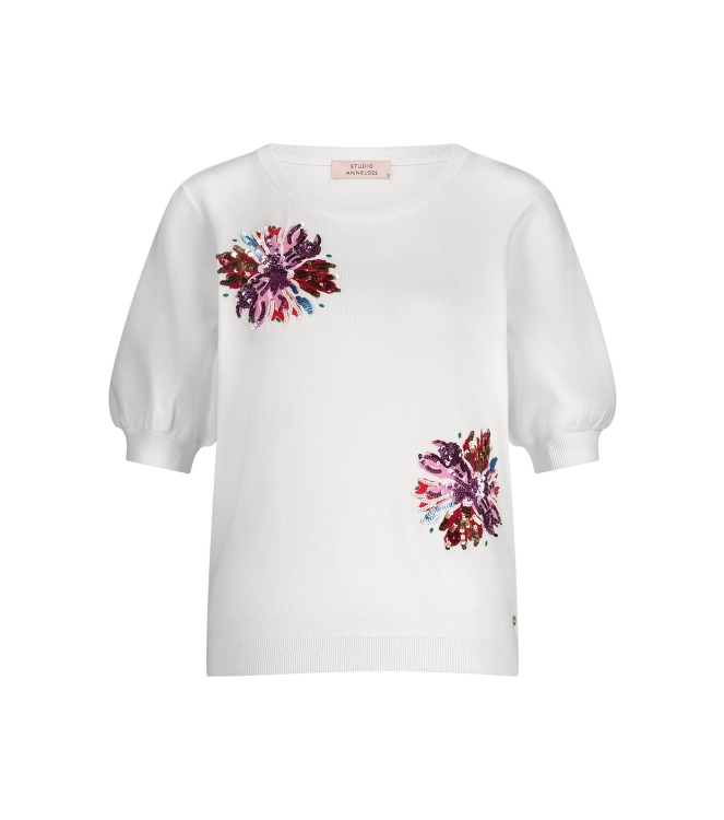 Studio Anneloes Omira flower pullover 1100 off white