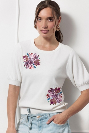 Studio Anneloes Omira flower pullover 1100 off white