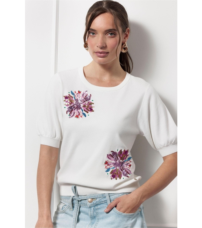Studio Anneloes Omira flower pullover 1100 off white