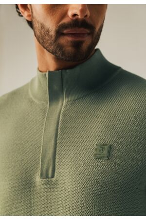 State of Art Pullover Sportzip Pl 3800 Olijfgroen