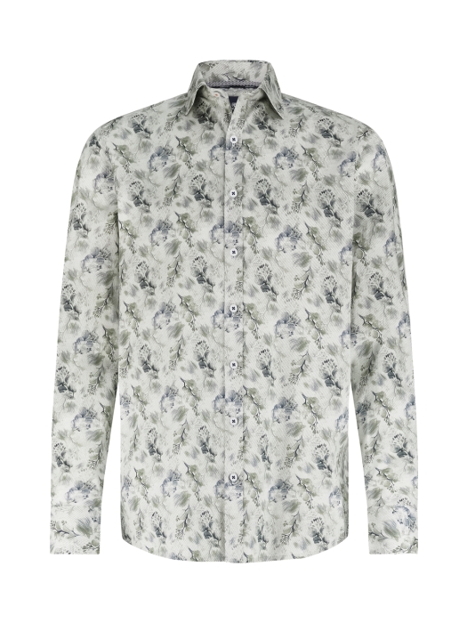 State of Art Shirt LS Print Popli 3857 Olijfgroen