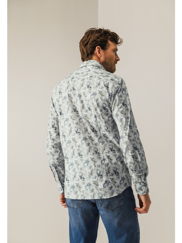 State of Art Shirt LS Print Popli 3857 Olijfgroen