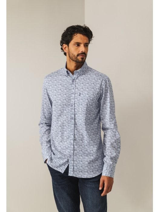 State of Art Shirt LS Print - Pop 5711 Kobalt
