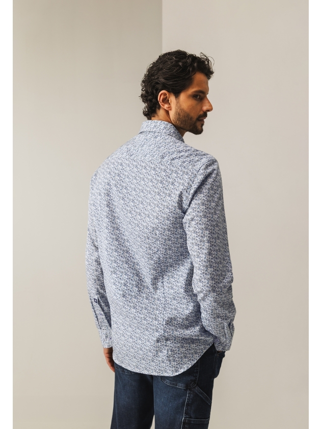 State of Art Shirt LS Print - Pop 5711 Kobalt