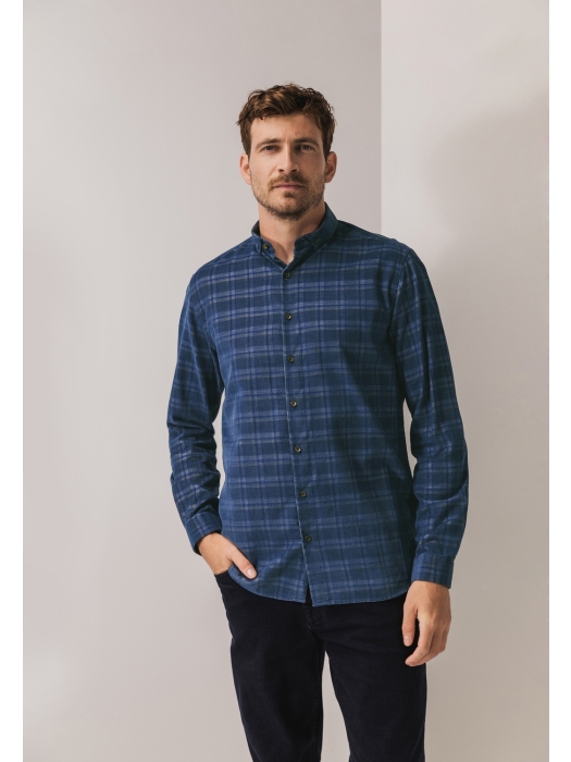 State of Art Shirt LS Checked Y/D 5758 kobalt