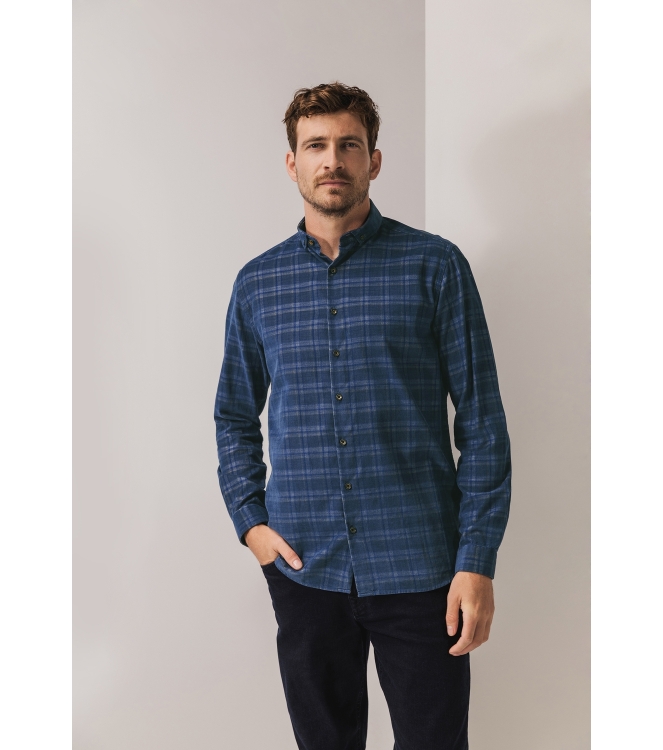 State of Art Shirt LS Checked Y/D 5758 kobalt