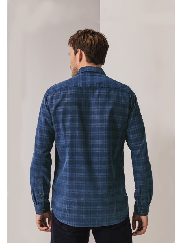 State of Art Shirt LS Checked Y/D 5758 kobalt
