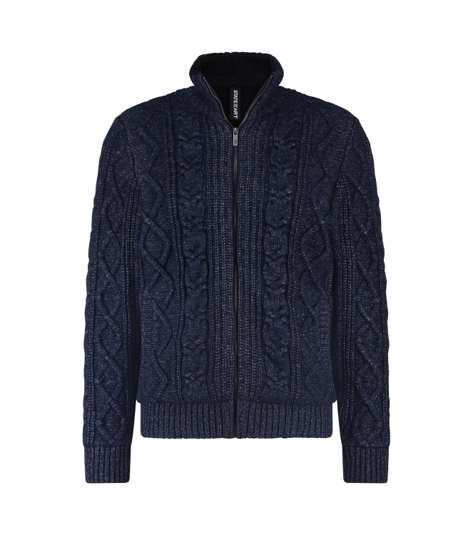 State of Art Cardigan Plain - Zip 5957 Donkerblauw