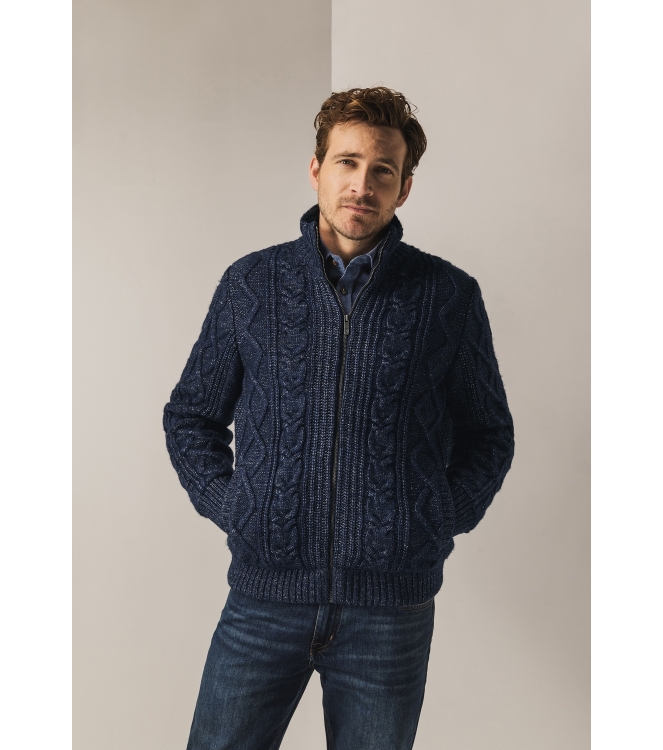 State of Art Cardigan Plain - Zip 5957 Donkerblauw
