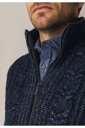 State of Art Cardigan Plain - Zip 5957 Donkerblauw