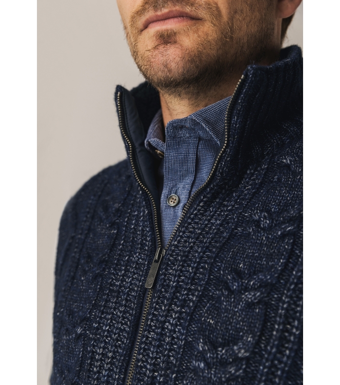 State of Art Cardigan Plain - Zip 5957 Donkerblauw