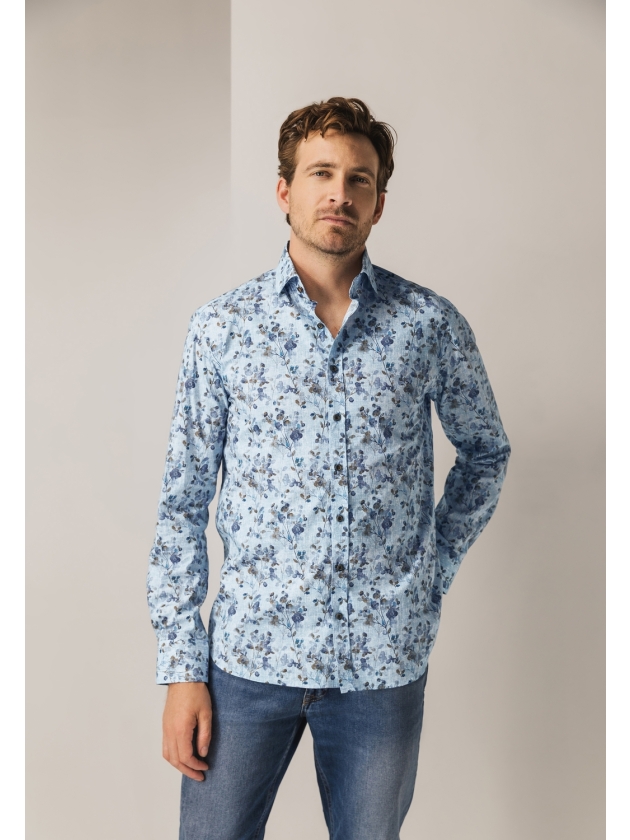 State of Art Shirt LS Print Popli 5683 Grijsblauw