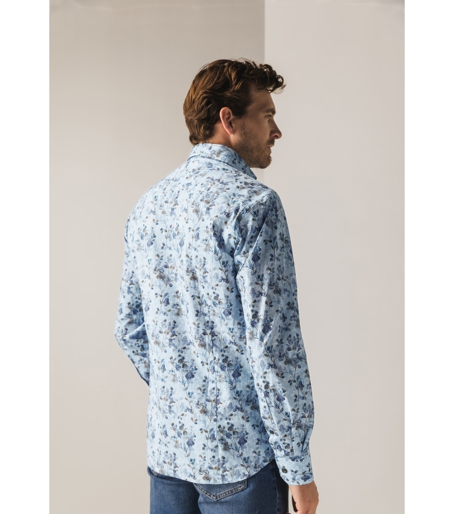 State of Art Shirt LS Print Popli 5683 Grijsblauw