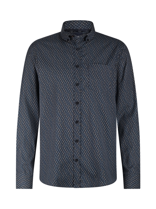 State of Art Shirt LS Print - Pop 5956 Donkerblauw