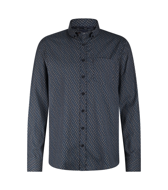 State of Art Shirt LS Print - Pop 5956 Donkerblauw