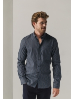 State of Art Shirt LS Print - Pop 5956 Donkerblauw