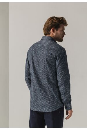State of Art Shirt LS Print - Pop 5956 Donkerblauw