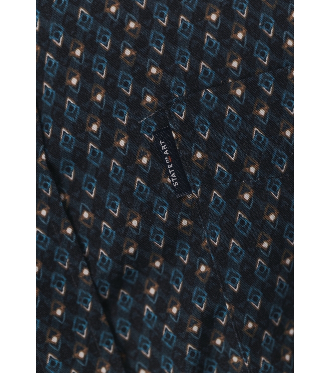 State of Art Shirt LS Print - Pop 5956 Donkerblauw