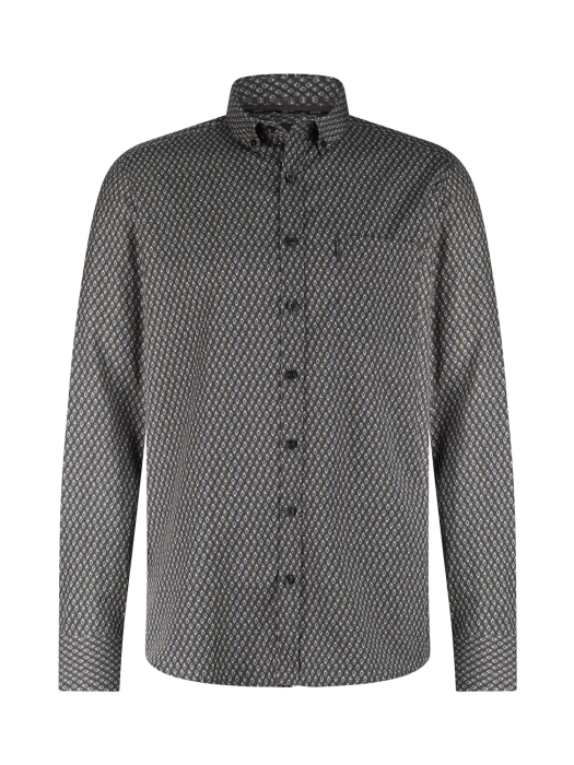State of Art Shirt LS Print - Pop 9883 Donkerantraciet