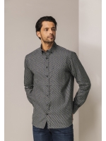 State of Art Shirt LS Print - Pop 9883 Donkerantraciet