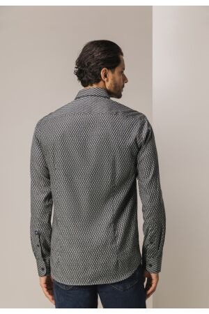 State of Art Shirt LS Print - Pop 9883 Donkerantraciet