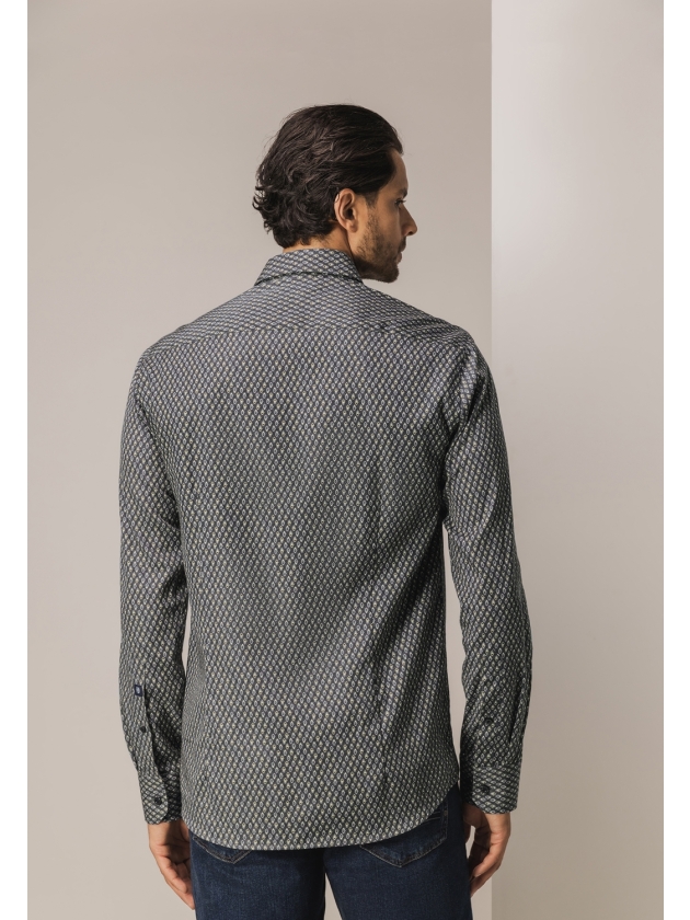 State of Art Shirt LS Print - Pop 9883 Donkerantraciet