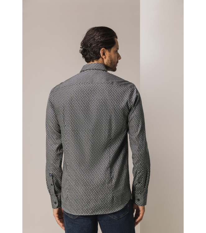 State of Art Shirt LS Print - Pop 9883 Donkerantraciet
