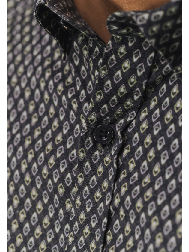 State of Art Shirt LS Print - Pop 9883 Donkerantraciet