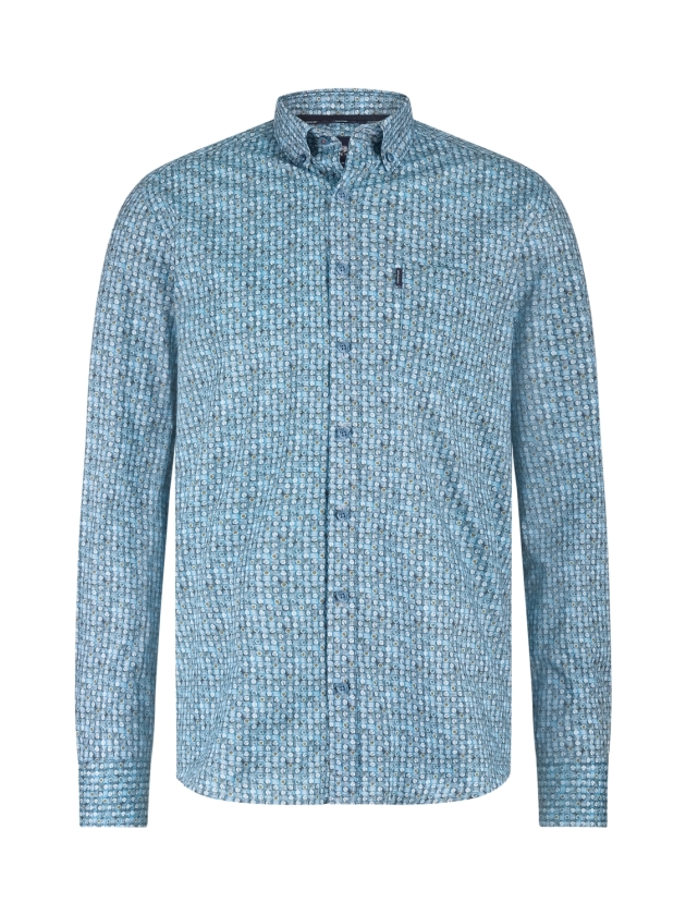 State of Art Shirt LS Print - Pop 5611 Grijsblauw