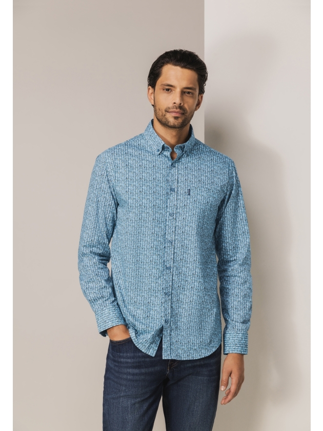 State of Art Shirt LS Print - Pop 5611 Grijsblauw