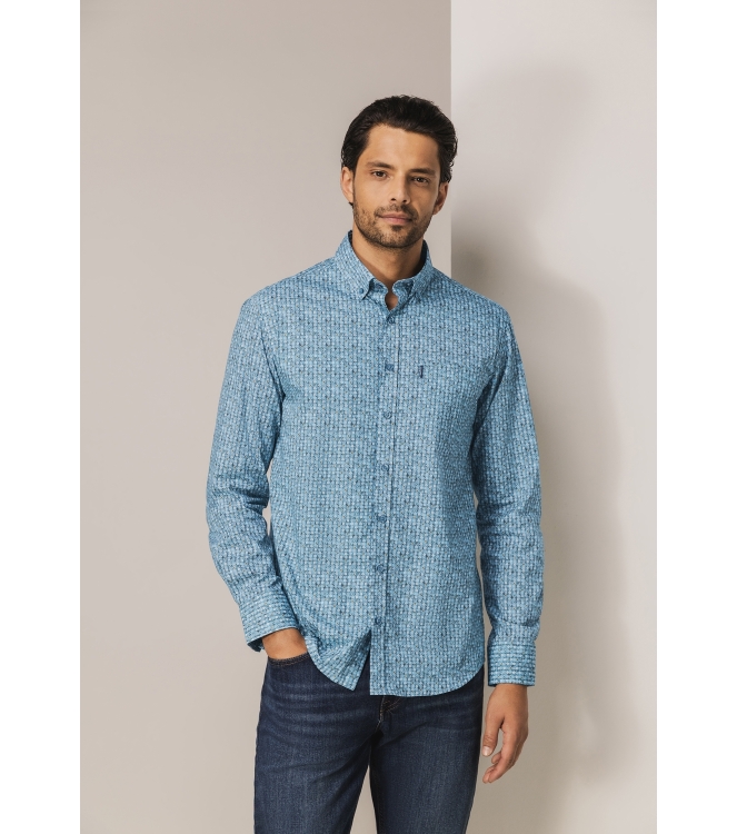 State of Art Shirt LS Print - Pop 5611 Grijsblauw