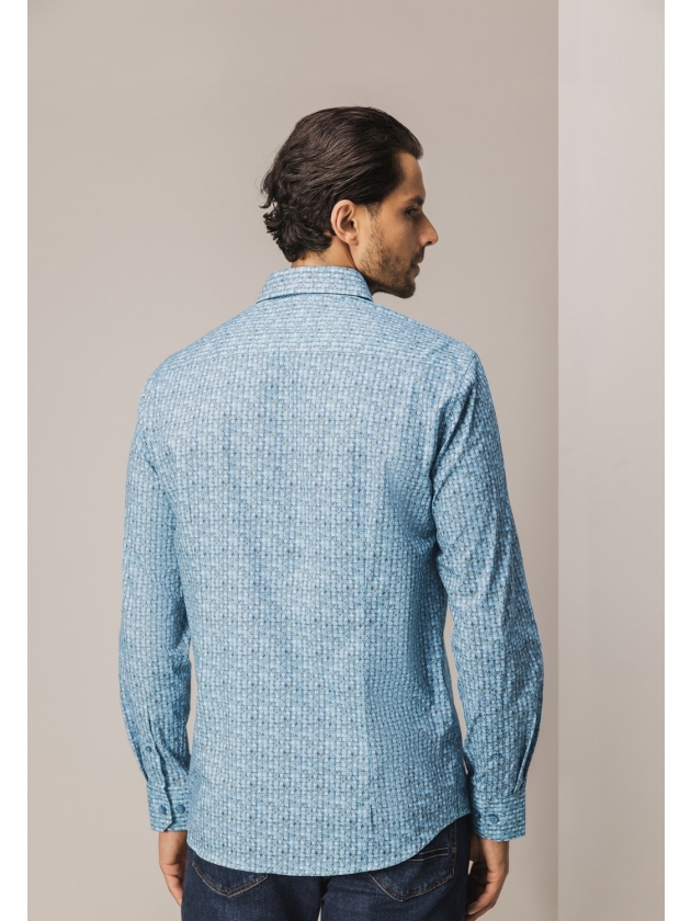 State of Art Shirt LS Print - Pop 5611 Grijsblauw