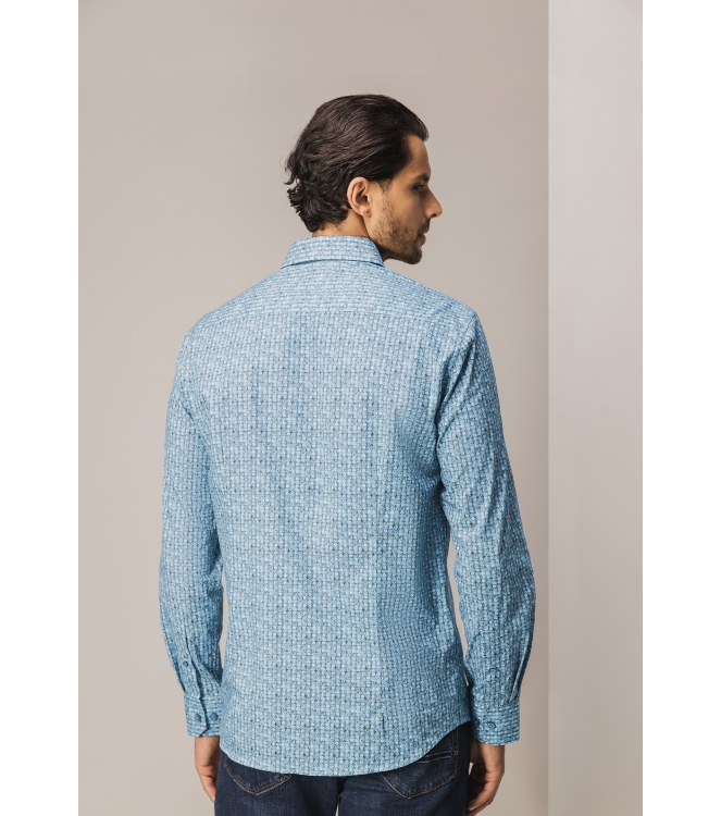 State of Art Shirt LS Print - Pop 5611 Grijsblauw