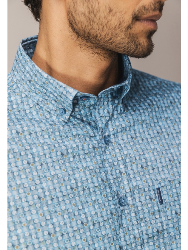 State of Art Shirt LS Print - Pop 5611 Grijsblauw
