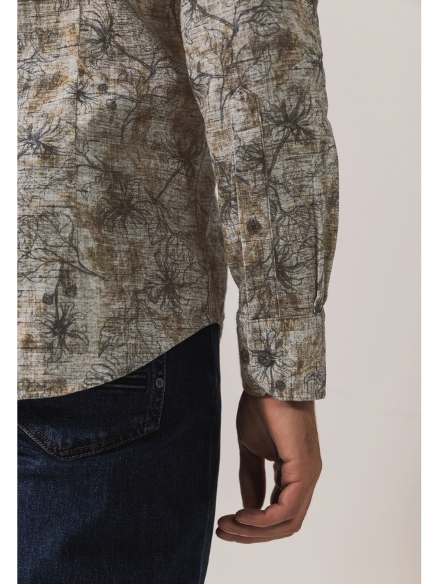 State of Art Shirt LS Print Fine 8898 Bruin