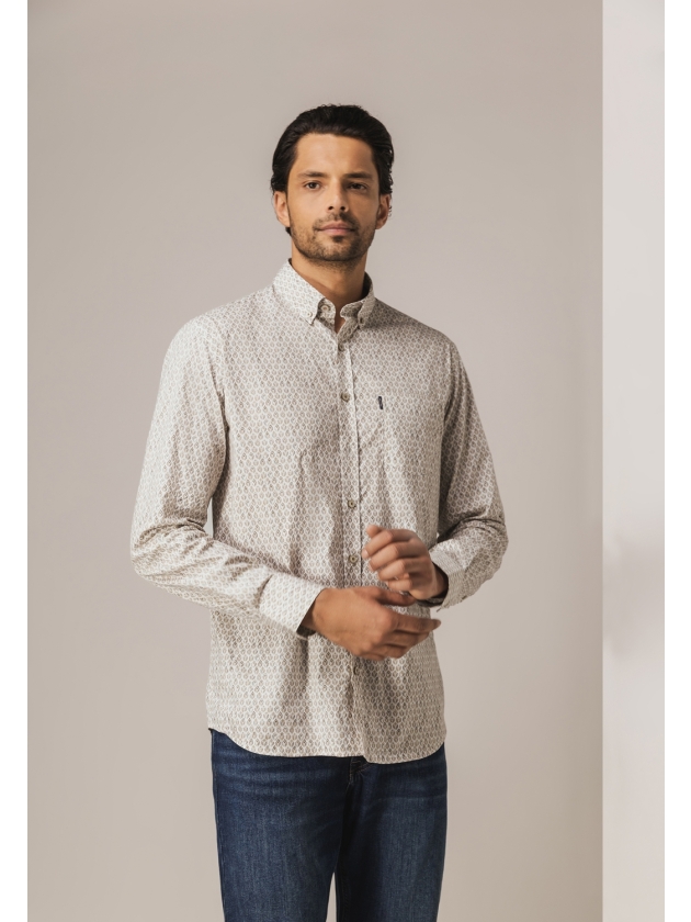 State of Art Shirt LS Print Popli 8411  Cognac