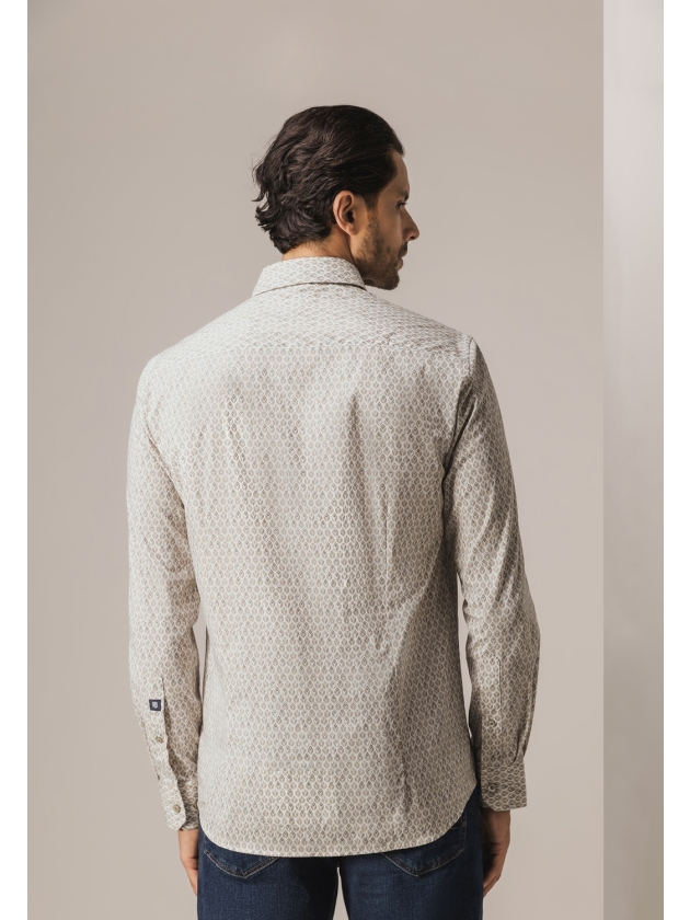 State of Art Shirt LS Print Popli 8411  Cognac