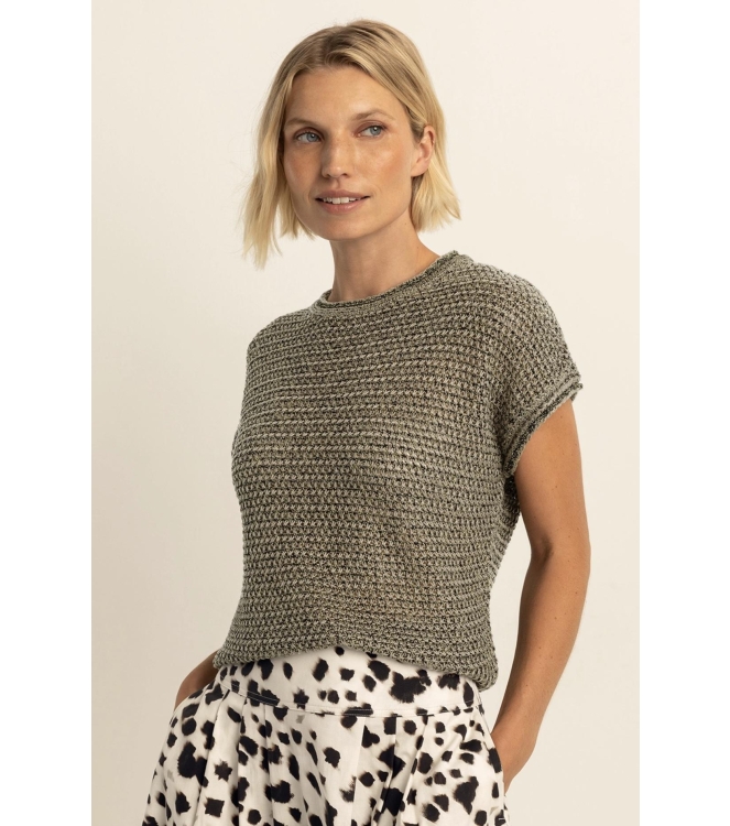Expresso Pullover in a fancy stitch from a c EX501 Eucalyptus