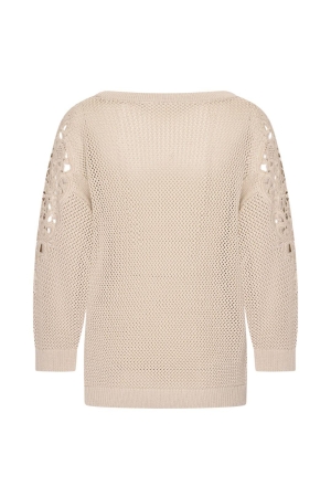 Expresso Pullover with lace inserts EX260 Pebble