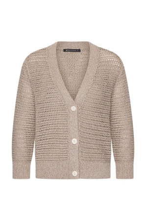 Expresso Cardigan in a metallic cord yarn EX260 Pebble