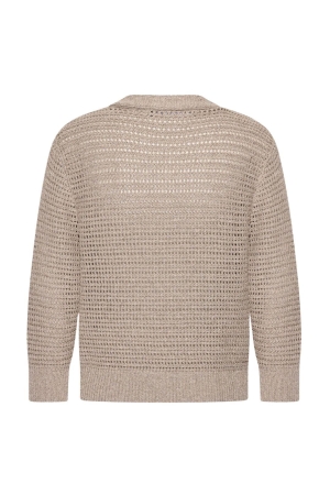 Expresso Cardigan in a metallic cord yarn EX260 Pebble