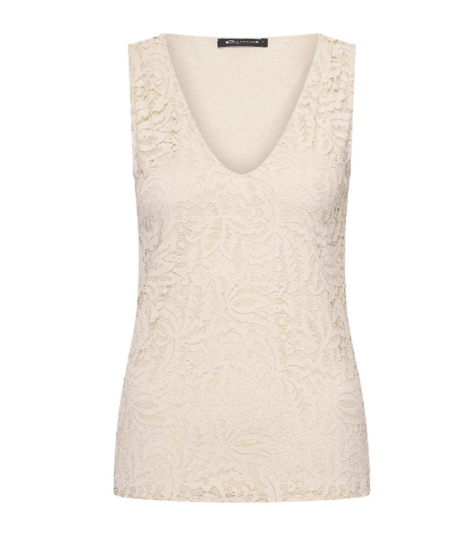 Expresso Jersey lace singlet EX260 Pebble