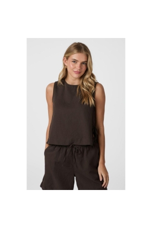 Neo Noir Svetlana linen top 676 Dark brown