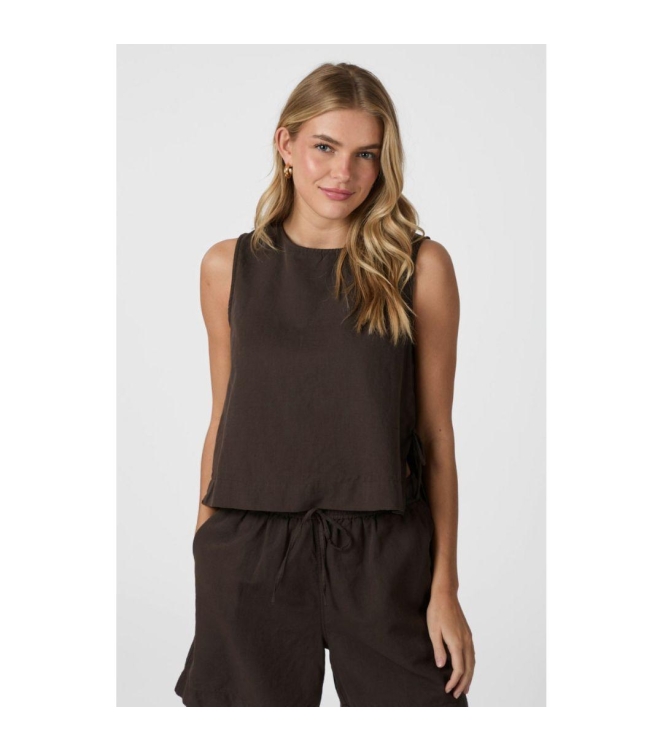 Neo Noir Svetlana linen top 676 Dark brown
