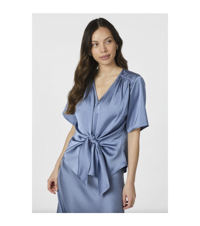 Neo Noir Casadia heavyy sateen blouse 407 Smoke blue