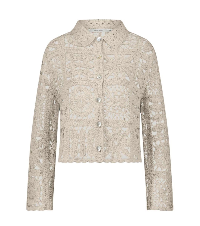 Summum Woman Short cardigan flower crochet knit 000122 Ivory