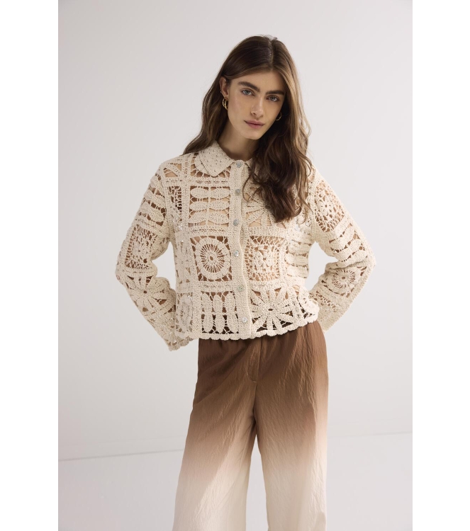 Summum Woman Short cardigan flower crochet knit 000122 Ivory
