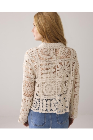 Summum Woman Short cardigan flower crochet knit 000122 Ivory