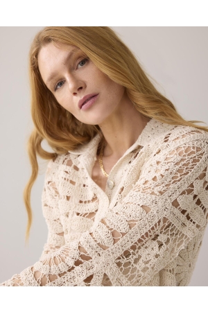 Summum Woman Short cardigan flower crochet knit 000122 Ivory